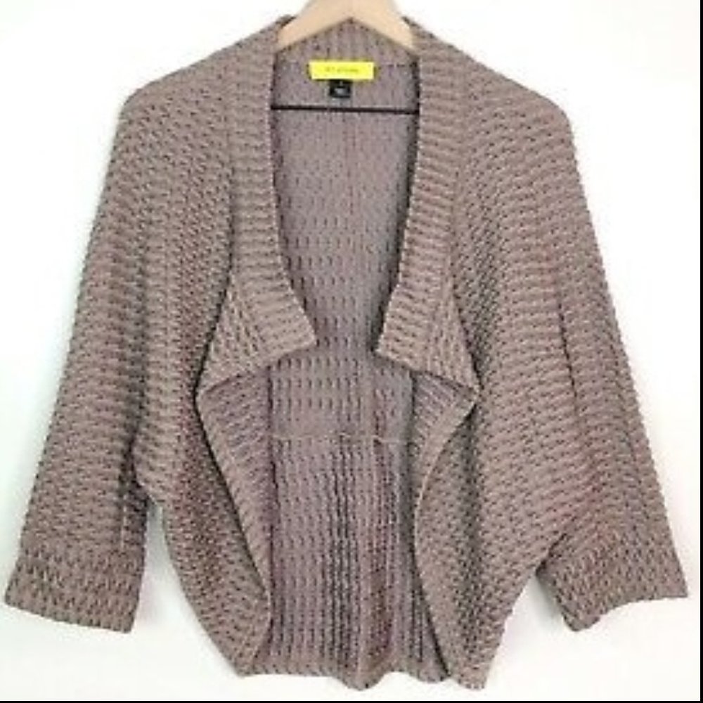 St. John Taupe Wool Knit Cocoon Cardigan